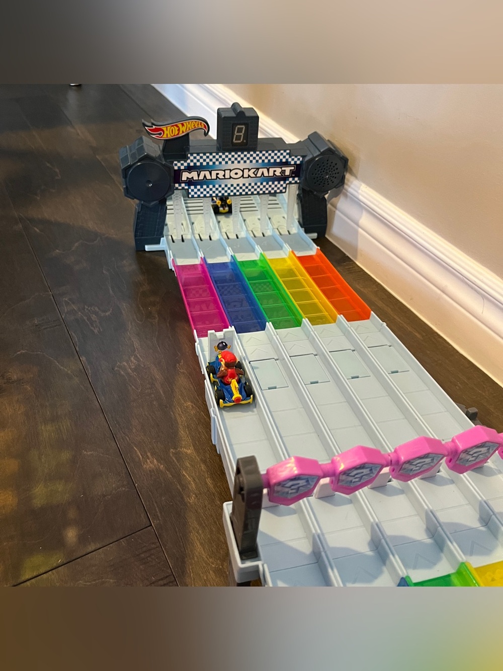 Hot Wheels Super Mario Kart Rainbow Road Track Set Works Lights Sounds Race Cars - Picture 16 of 16
